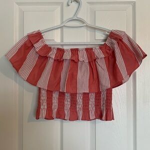 American Eagle off shoulder halter top pink/white stripe Women’s size medium fun